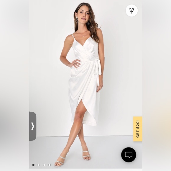 Lulus Dresses & Skirts - Lulu’s white satin midi length dress for bridal shower, bachelorette, etc!